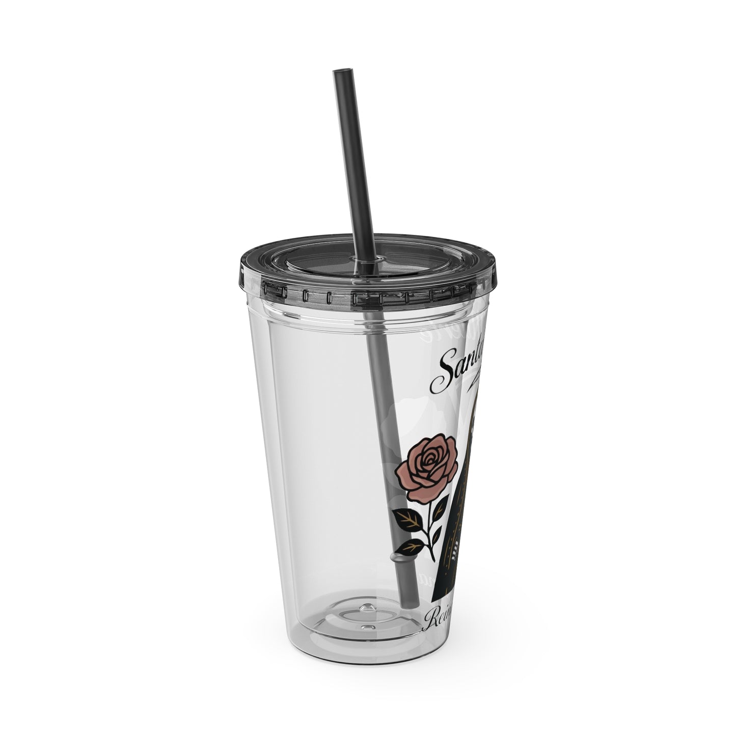 Santa Muerte 16oz Tumbler with Straw