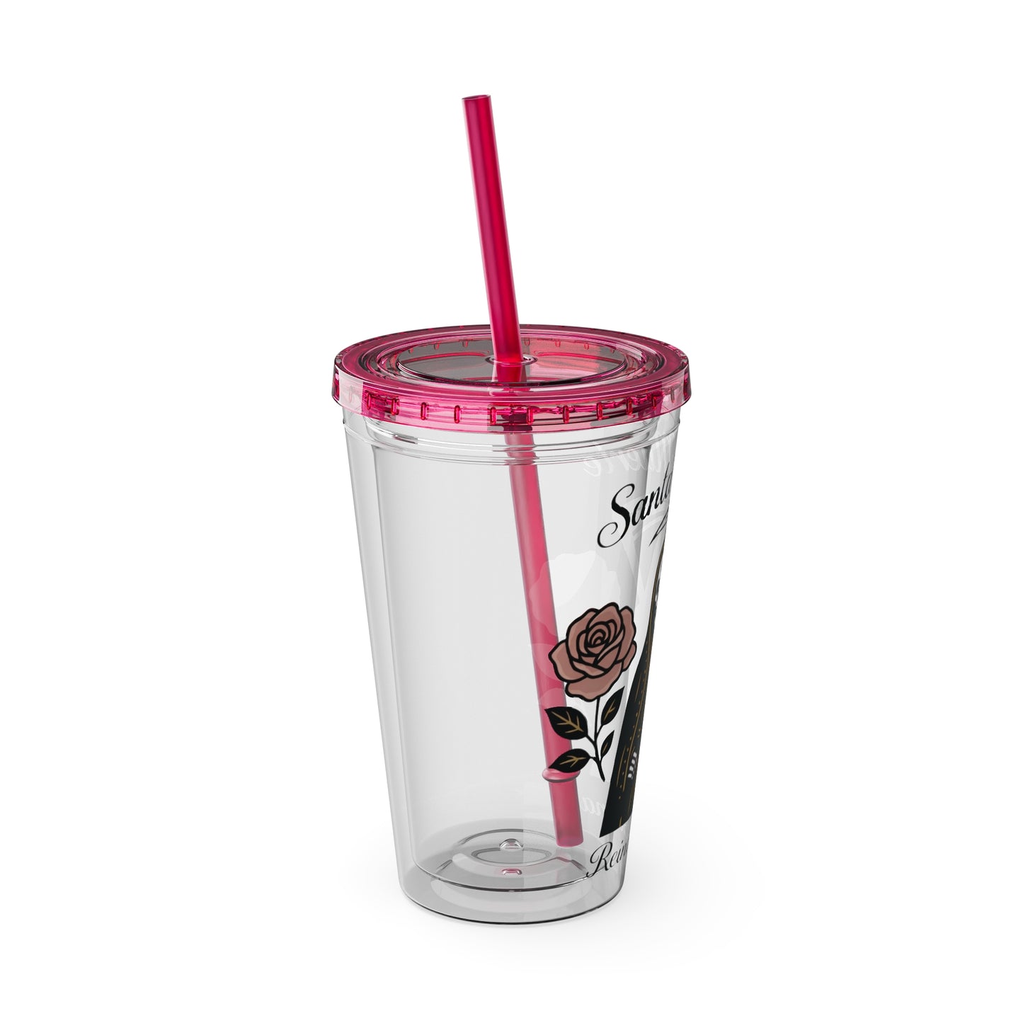 Santa Muerte 16oz Tumbler with Straw