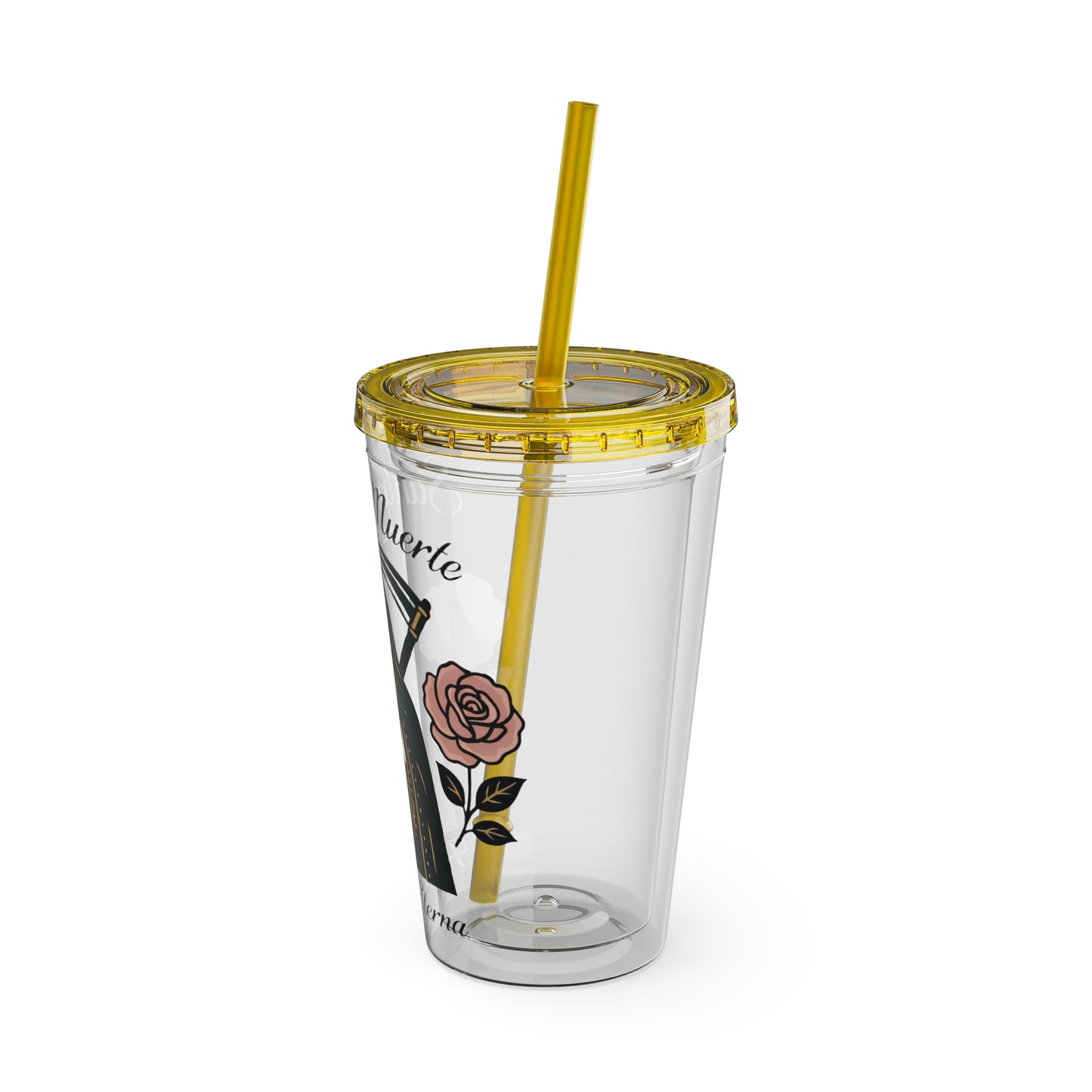 Santa Muerte 16oz Tumbler with Straw