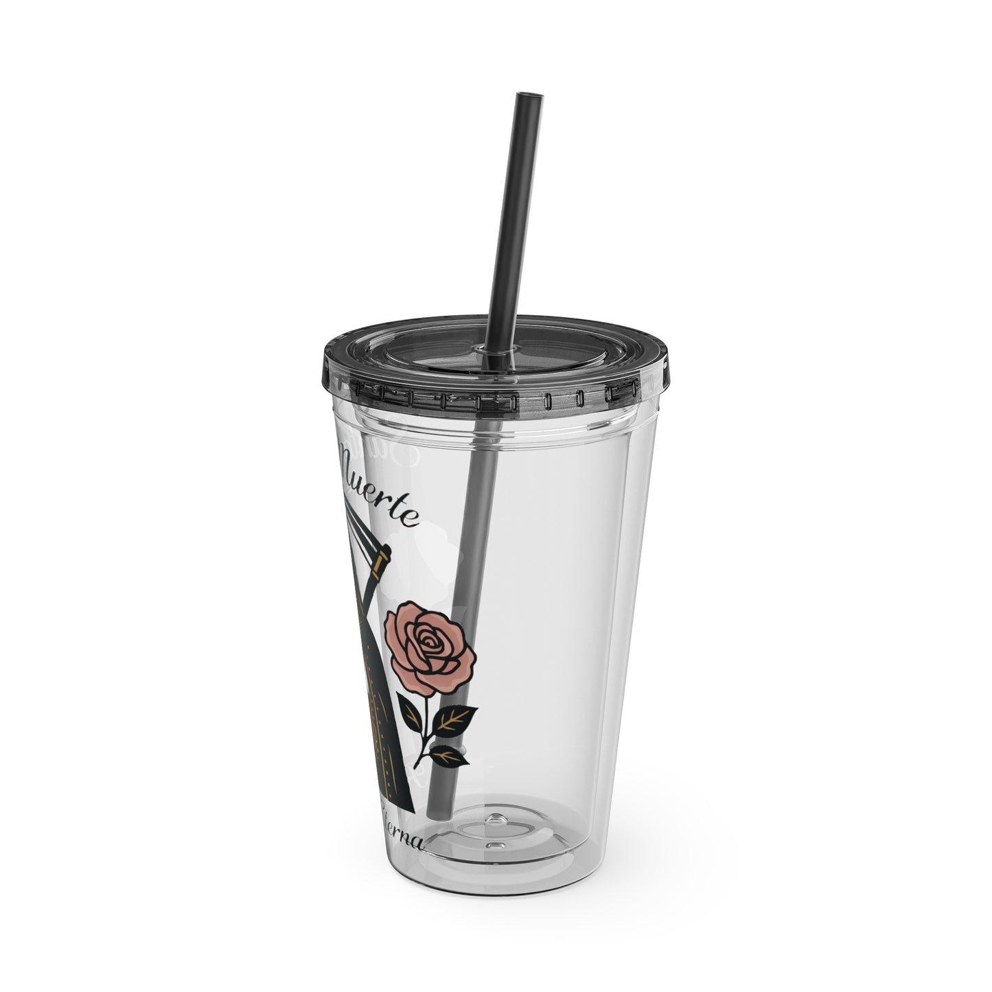 Santa Muerte 16oz Tumbler with Straw