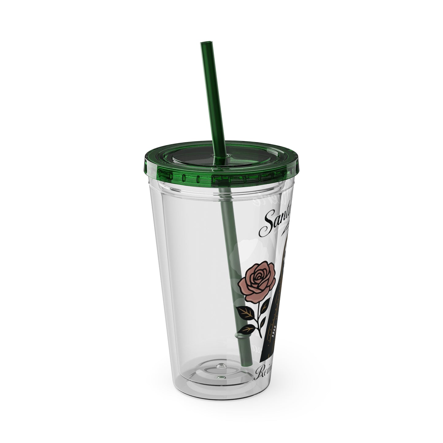 Santa Muerte 16oz Tumbler with Straw