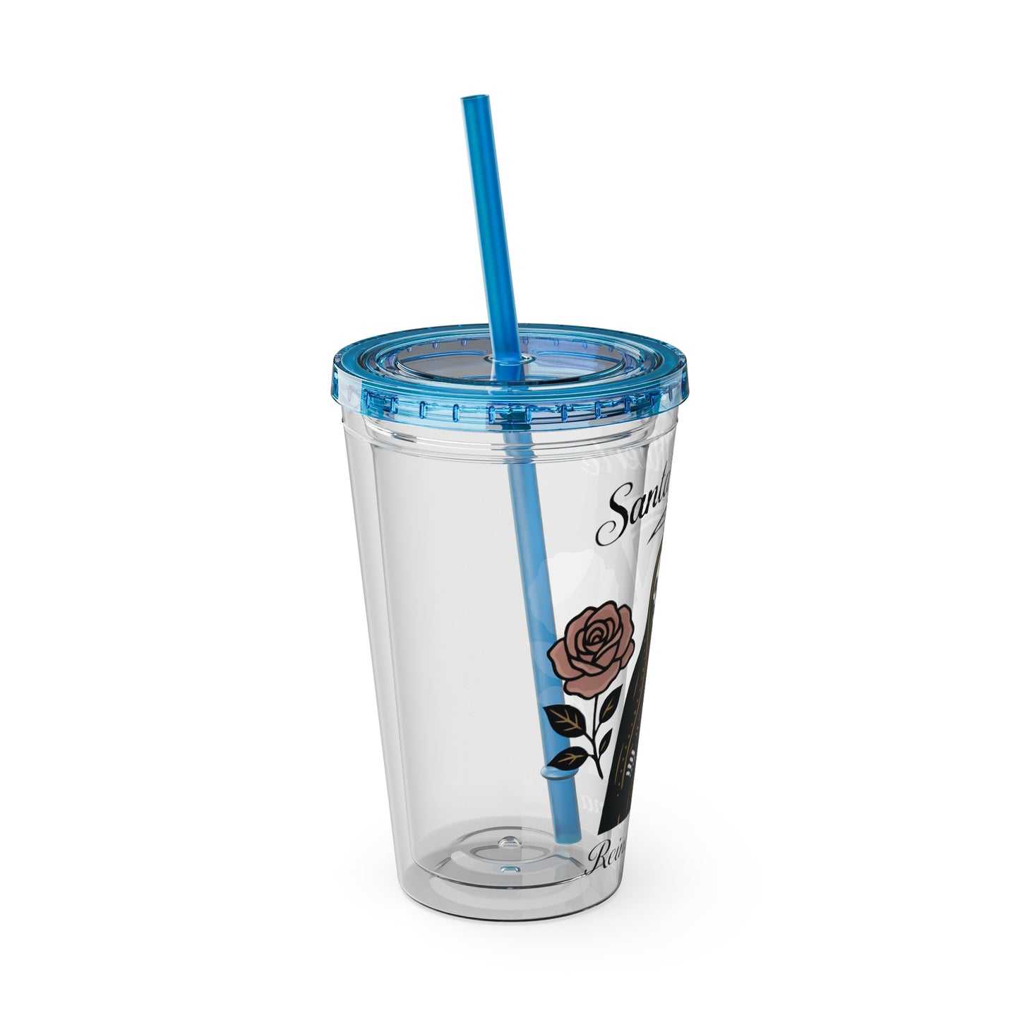 Santa Muerte 16oz Tumbler with Straw