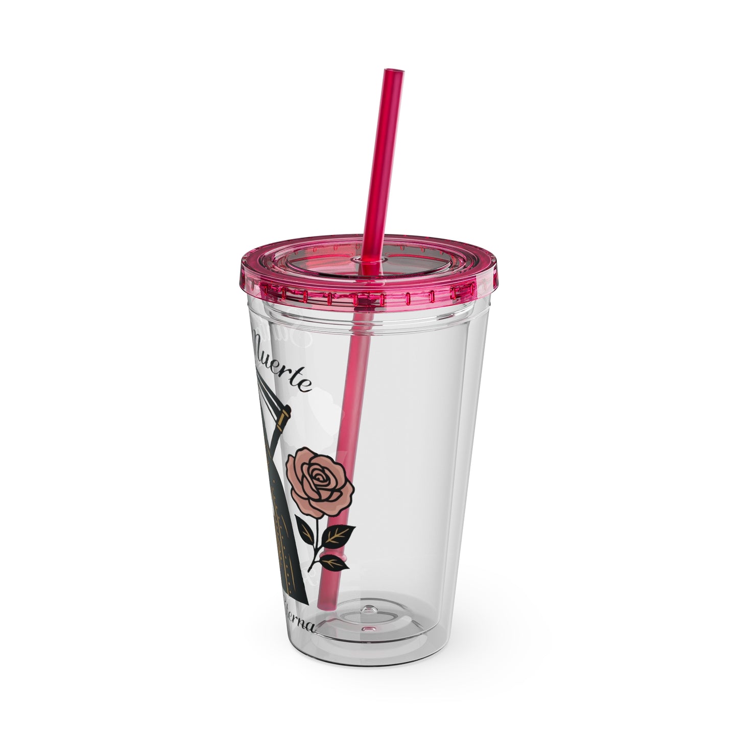 Santa Muerte 16oz Tumbler with Straw