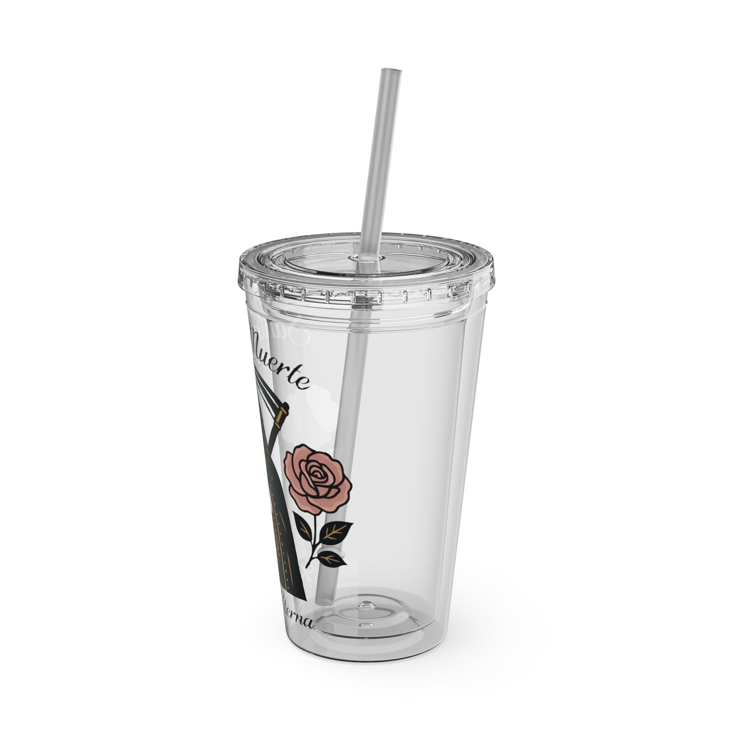 Santa Muerte 16oz Tumbler with Straw