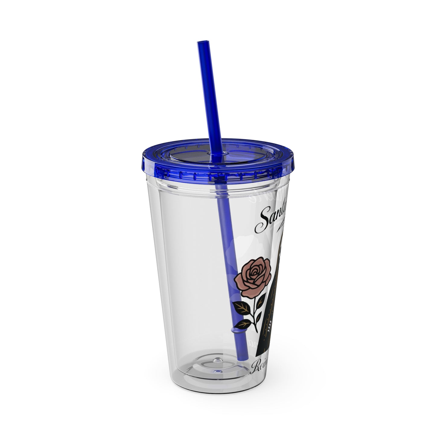 Santa Muerte 16oz Tumbler with Straw