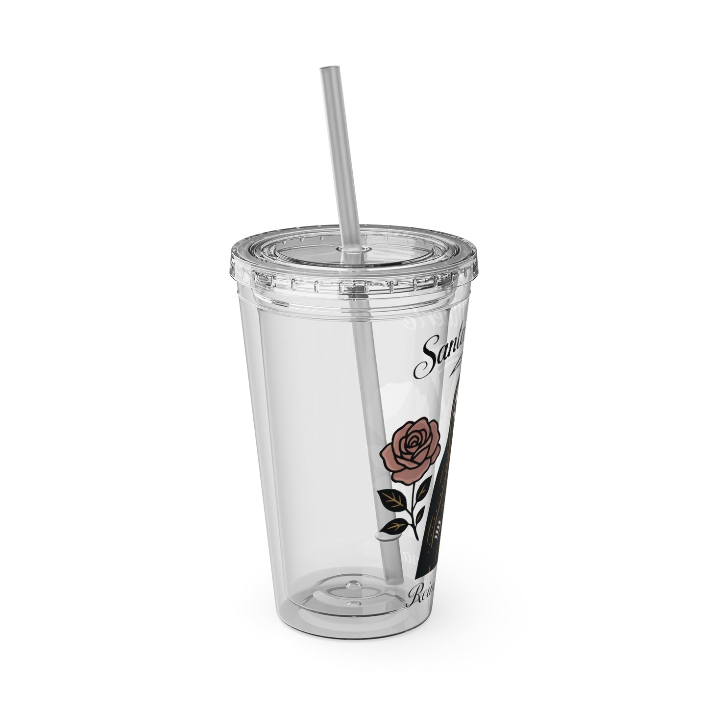Santa Muerte 16oz Tumbler with Straw
