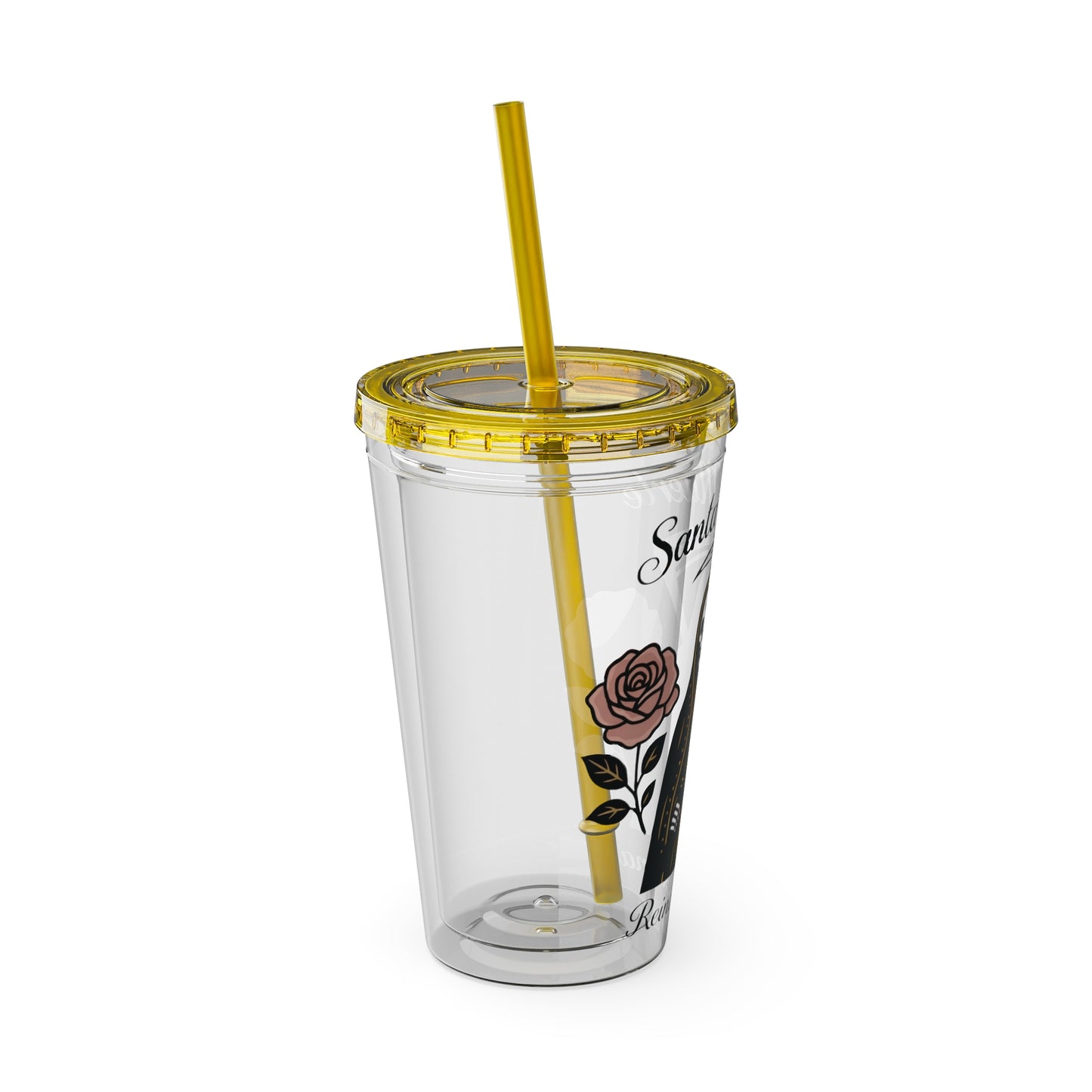 Santa Muerte 16oz Tumbler with Straw