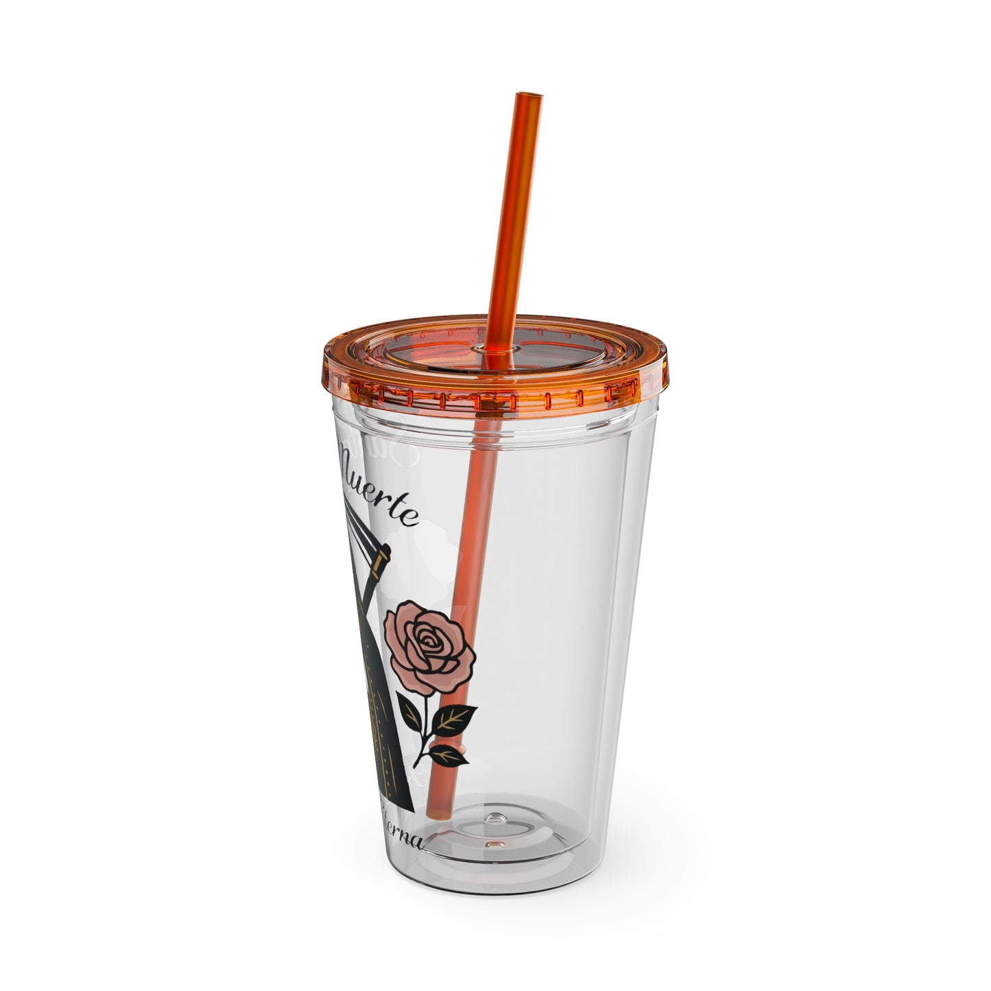 Santa Muerte 16oz Tumbler with Straw