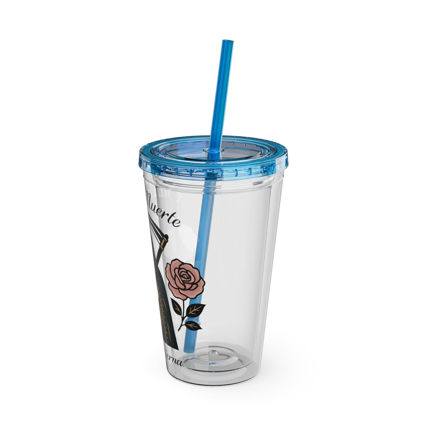 Santa Muerte 16oz Tumbler with Straw