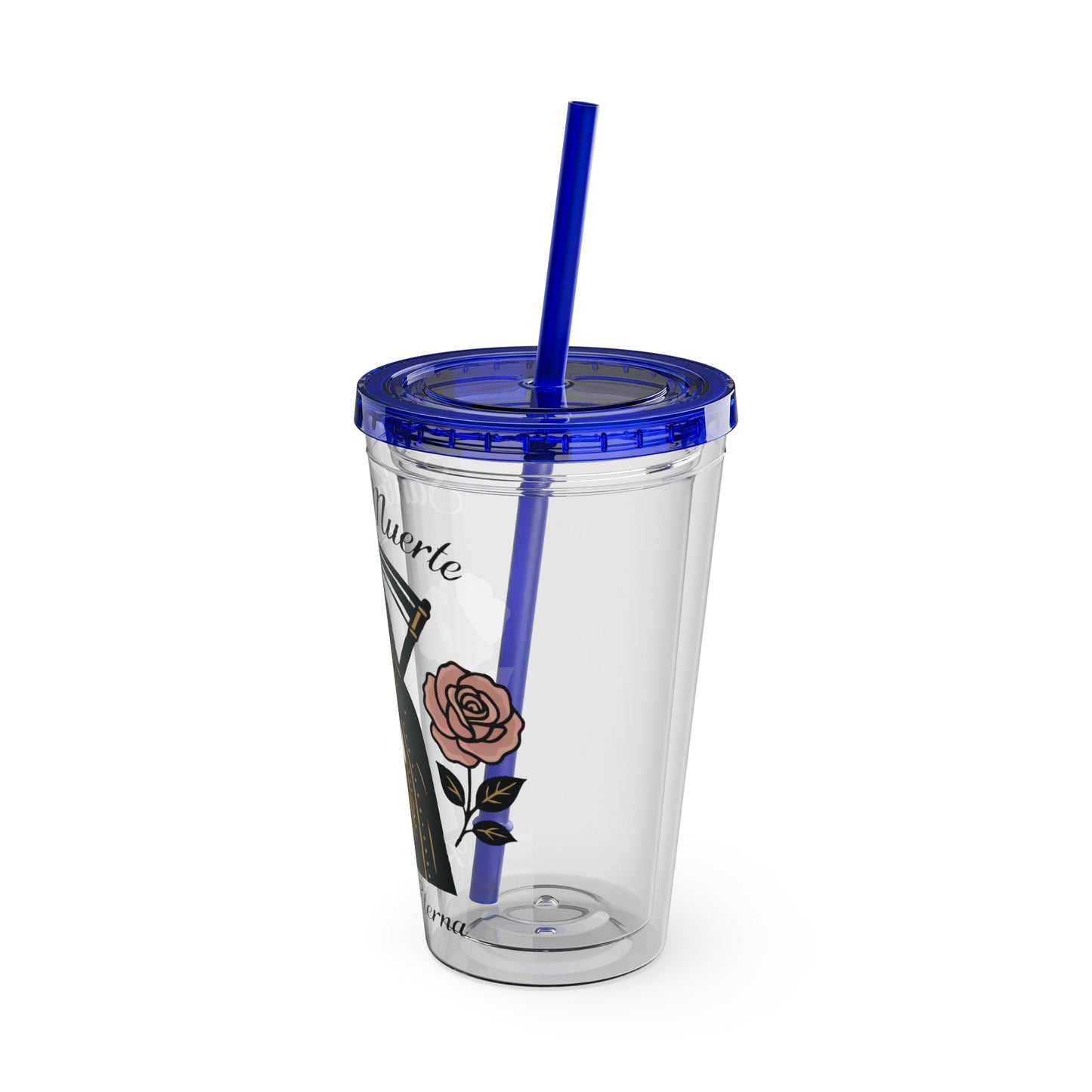 Santa Muerte 16oz Tumbler with Straw